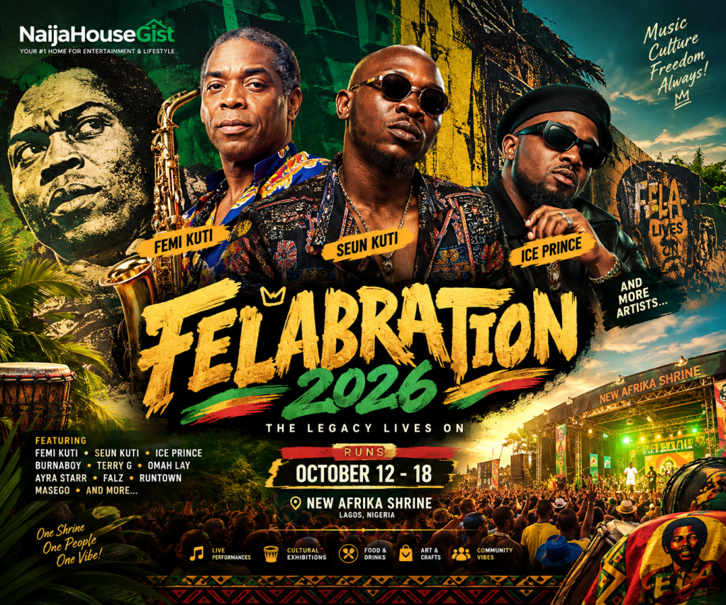 Felabration 2026 Runs October 12-18 at New Afrika Shrine With Femi Kuti, Seun Kuti and Ice Prince